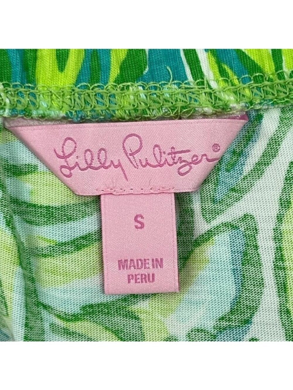 Lilly Pulitzer Windsor Strapless Dress Small Green Palm Print Pima Cotton Pocket - Picture 6 of 8